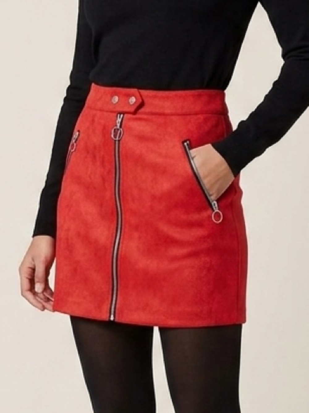 FOREVER 21 Suede‎ Short Skirt in Red